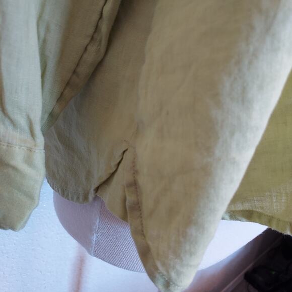 J. Jill Lime Green 100% Linen Long Sleeve Button Down Size M - Picture 6 of 13